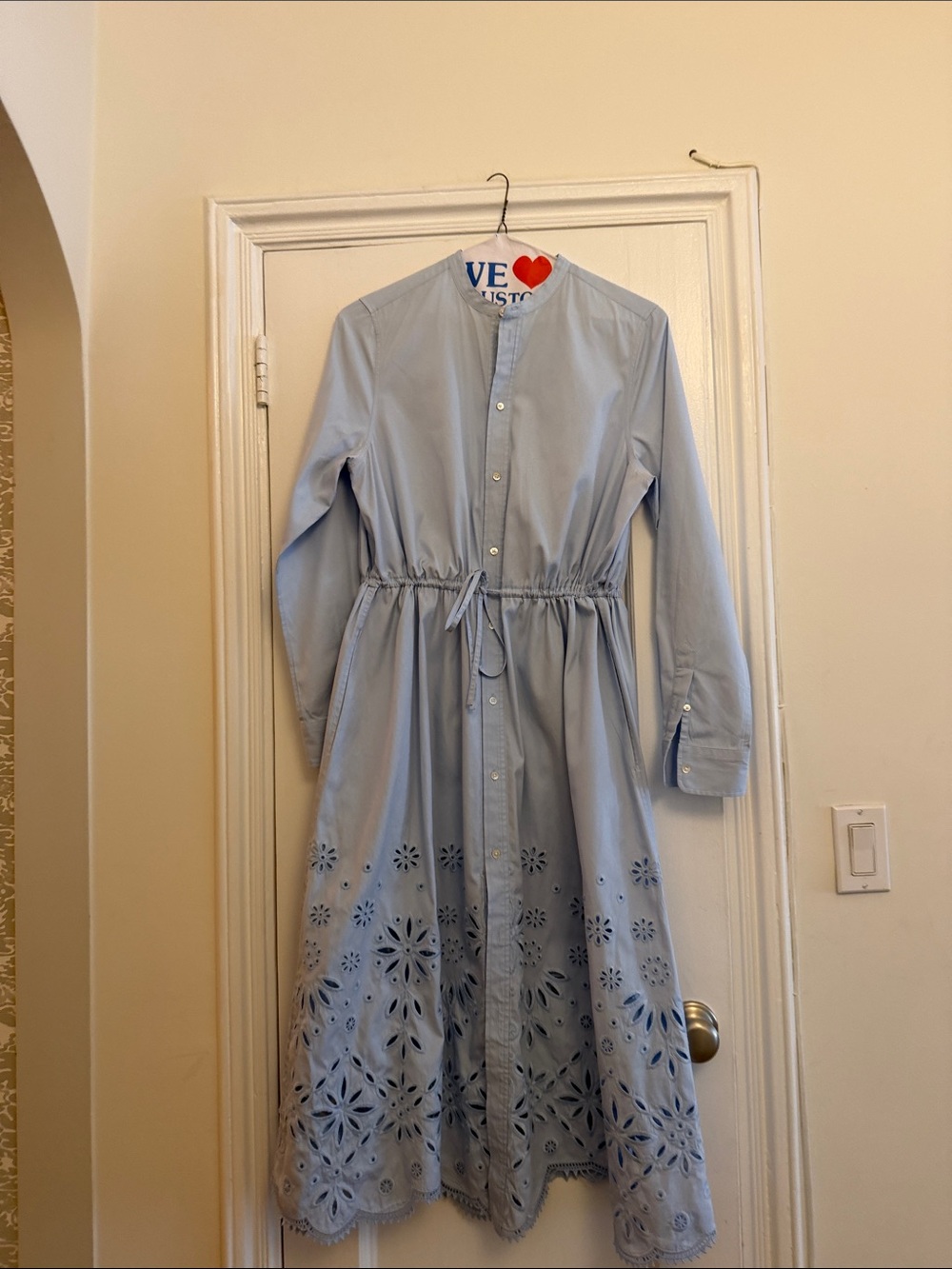 Polo Ralph Lauren Light Blue Button-Front Waist-Tie Midi Dress